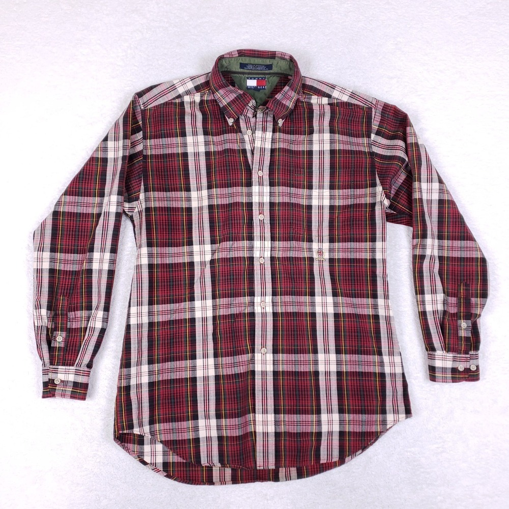 Tommy Hilfiger Vintage Tartan Plaid Button‎ Down Large Red